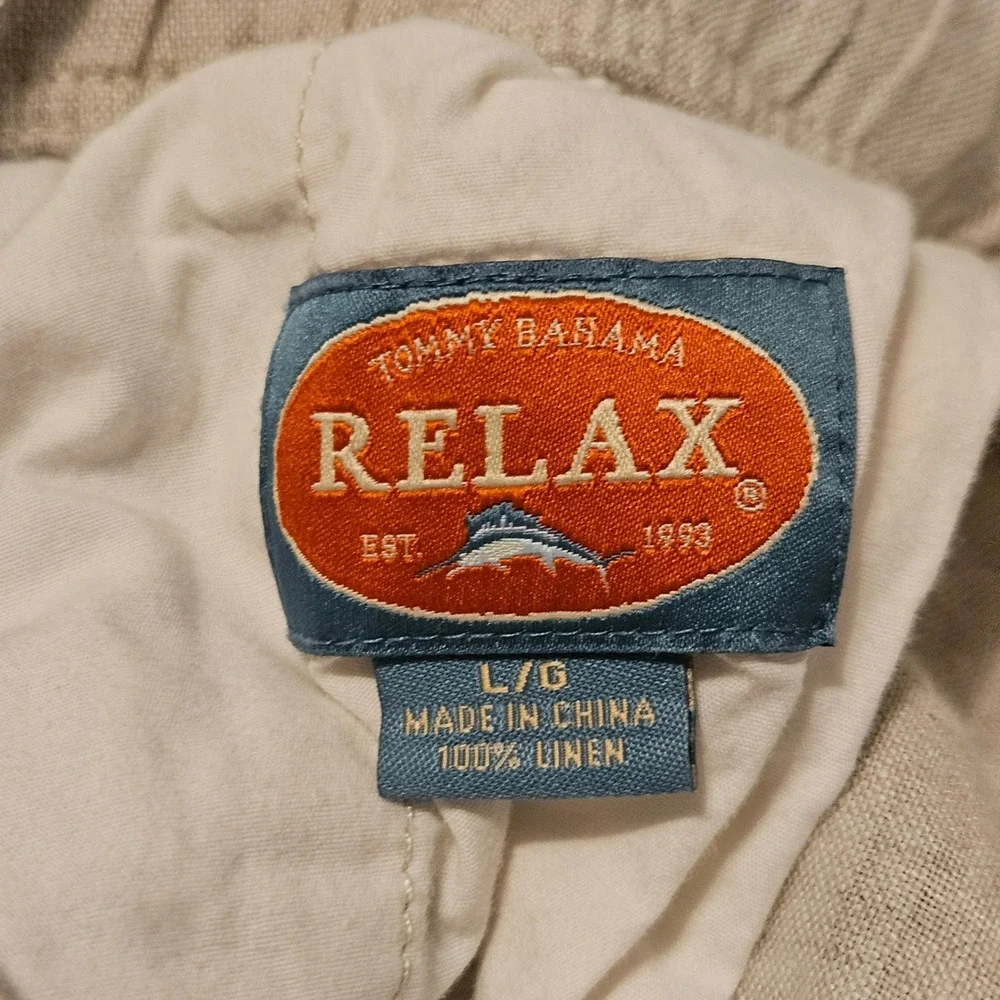 Tommy Bahama Relax Mens Beige 100% Linen Drawstring Casual Pants Size Large